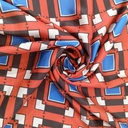Red Box Geometrical Print On Korean Satin SS22N KSPB10