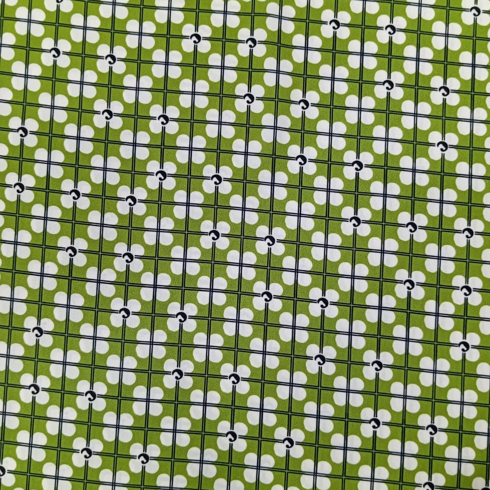 Green Abstract Print On Korean Satin SS22L-KSPL45