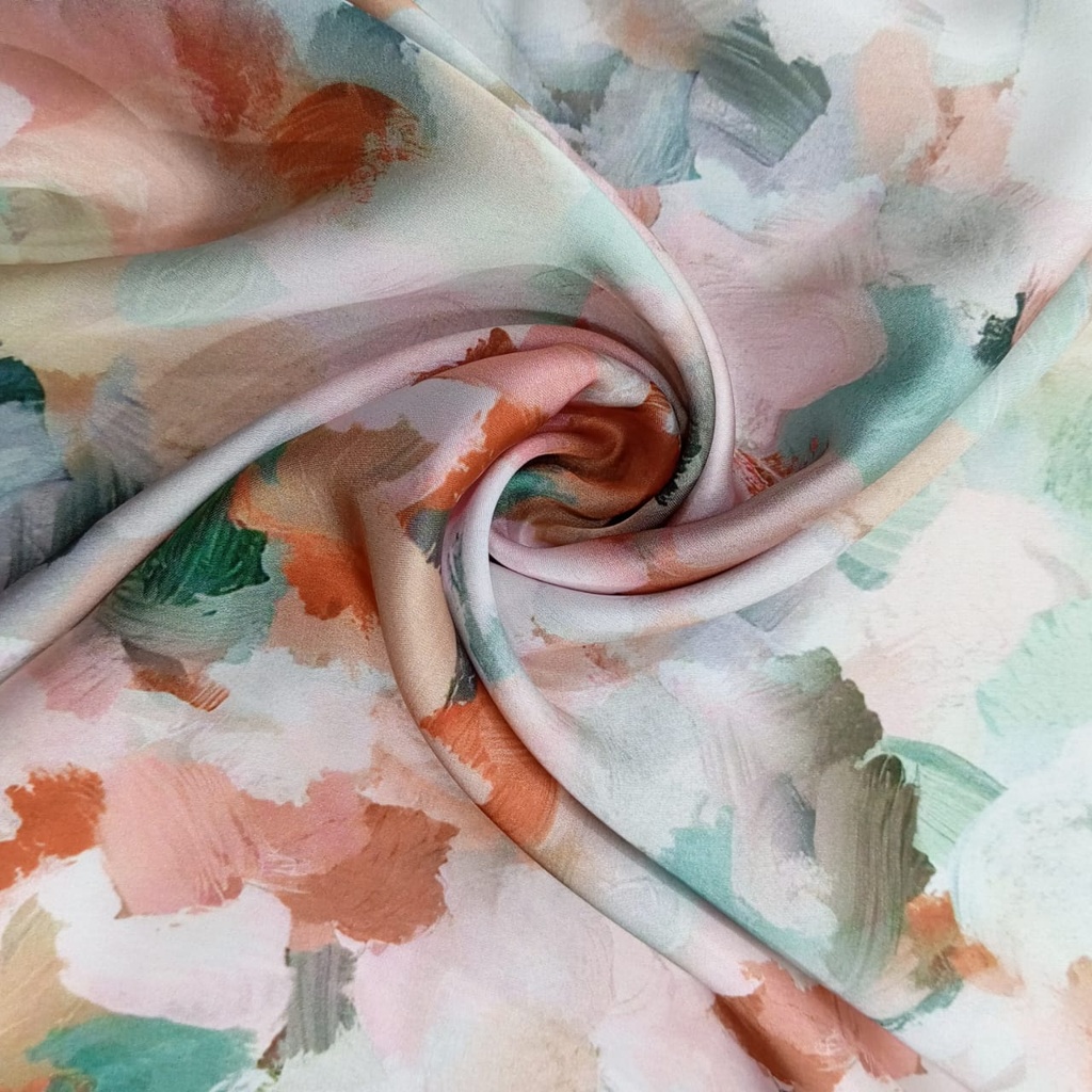 Brush Art Print On Korean Satin SS22L KSPL05