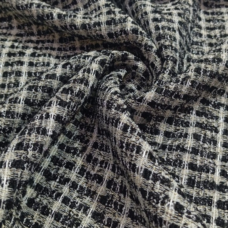 AGT-HNL-53 (Off White Black Lurex) Tweed