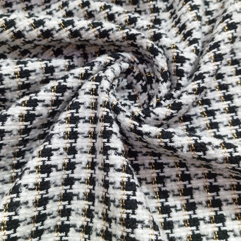 AGT-HNL-81 (White Black Gold Lurex Line) Tweed