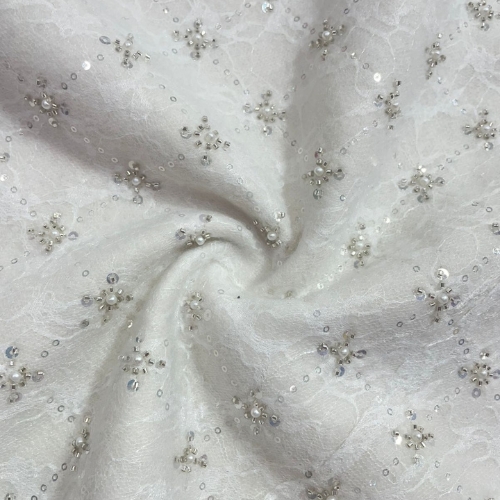 Luxury Tweed (Cutdana Lace White)