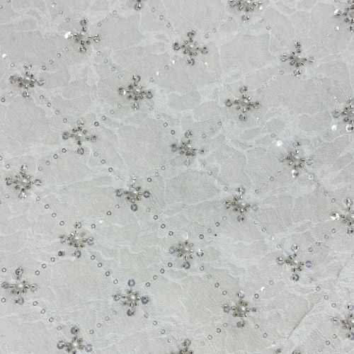 Luxury Tweed (Cutdana Lace White)