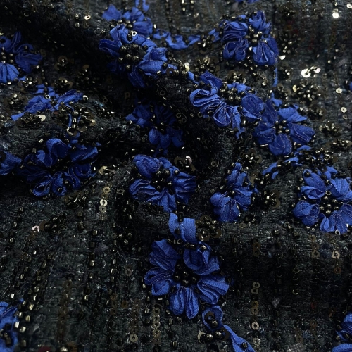 Luxury Tweed (Blue Black Floral)