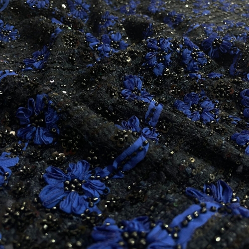 Luxury Tweed (Blue Black Floral)