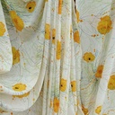 White & Yellow Floral Print On Georgette