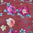 Mulberry Plum Floral Print On 3D Net