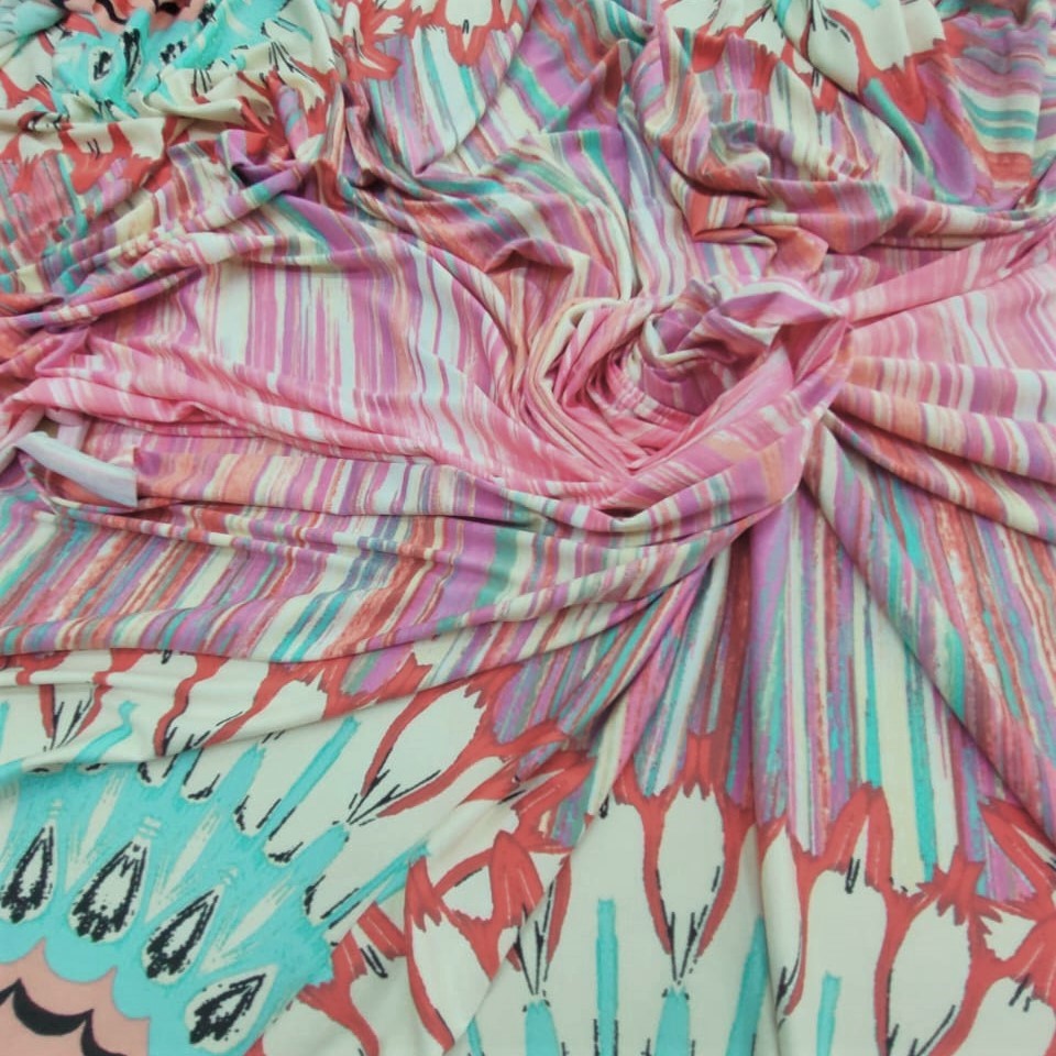 Toto Print (Pink) On Mango Crepe Fabric