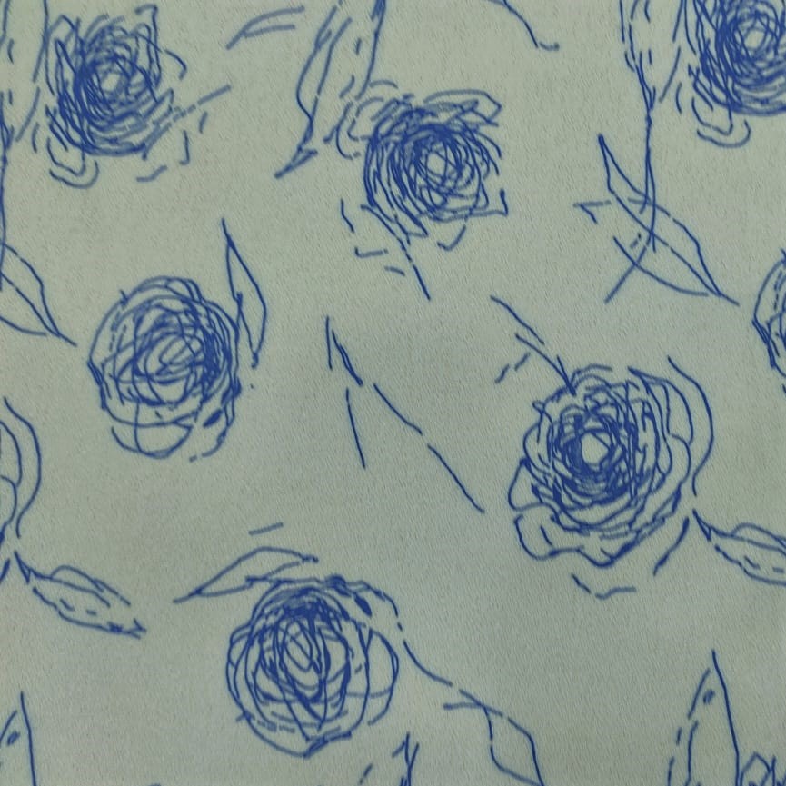 La La Land - Off White & Blue (Crackle Crepe)