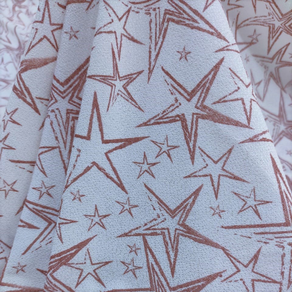 Crackle Crepe Printed Fabric (Star #04)