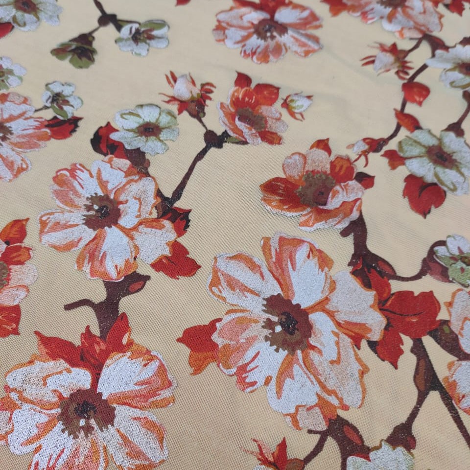 In Season Floral Print on 3D Net