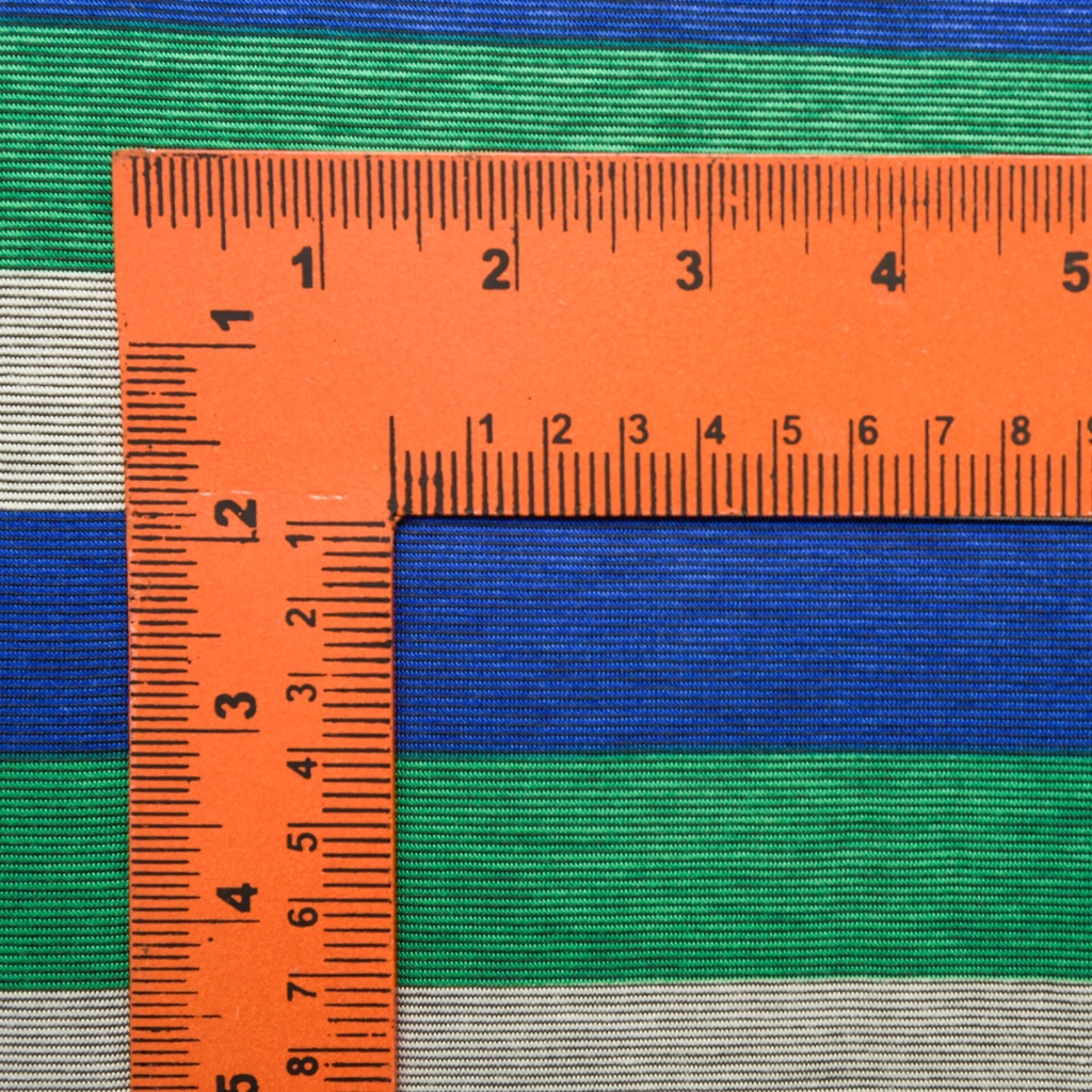 Stripes(Blue & Green) Print On Viscose Knitted Fabric