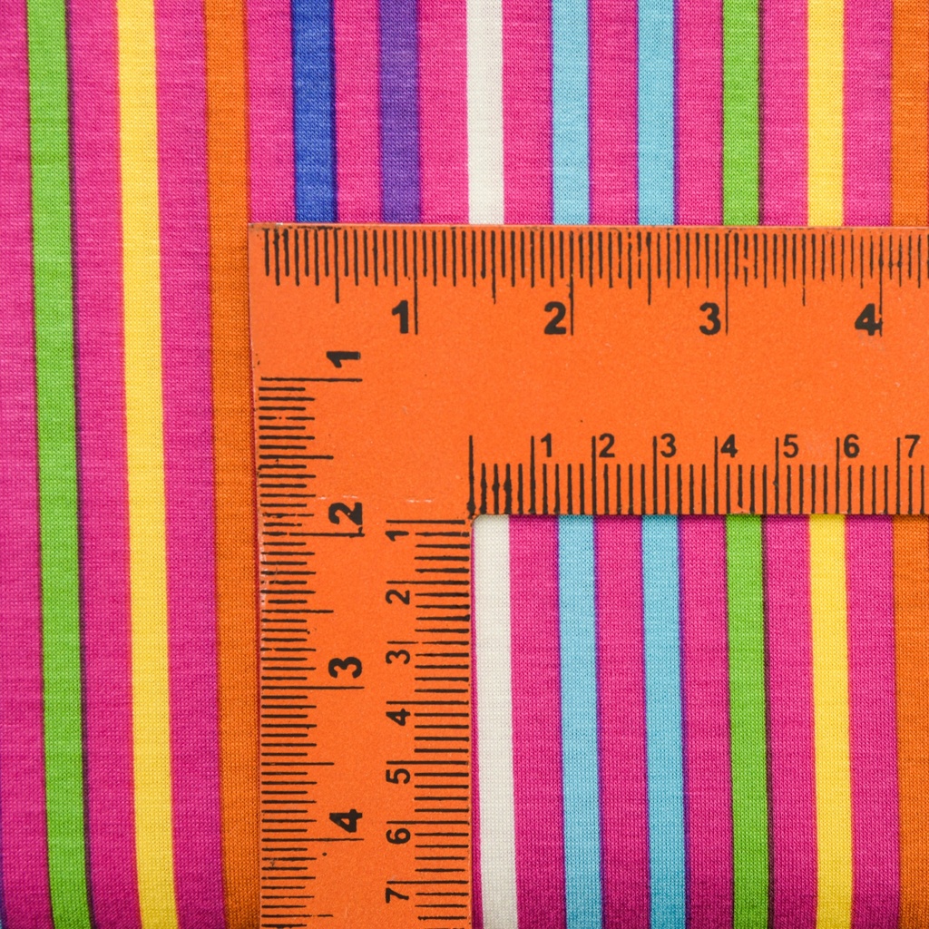 Stripes(Rainbow) Print On Viscose Knitted Fabric