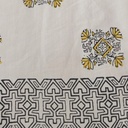 White Cotton Black Ethnic Floral Block Print On Woven Fabric