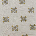 White Cotton Black Ethnic Floral Block Print On Woven Fabric