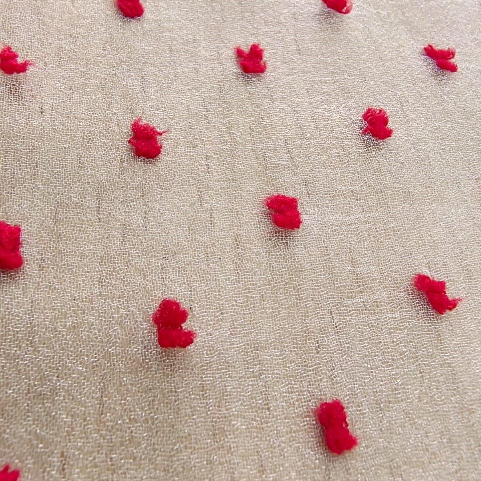 Madonna Organza Dyed Fabric (Two tone)(red on white)