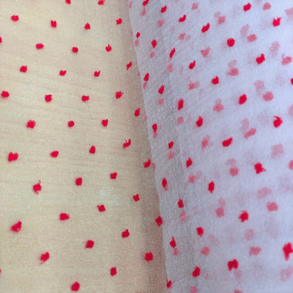 Madonna Organza Dyed Fabric (Two tone)(red on white)