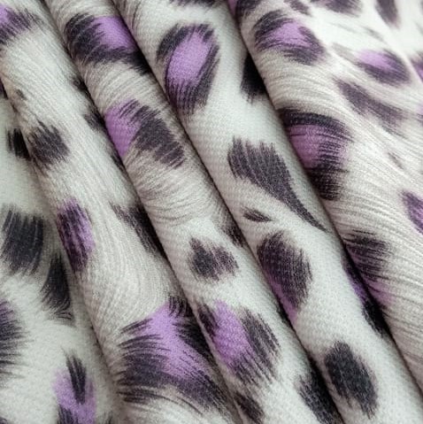 Purple Black Leopard Print On Micro Waffle