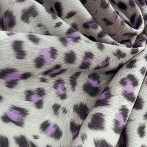 Purple Black Leopard Print On Micro Waffle
