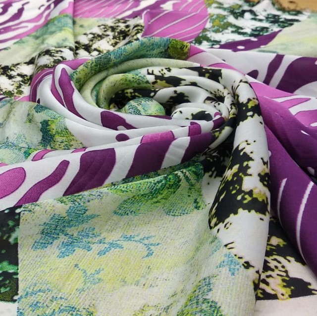 Blends Of Patterns Print On Satin Fabric