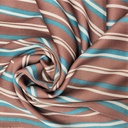 Brown And Green Stripes Print On Twill Satin Fabric