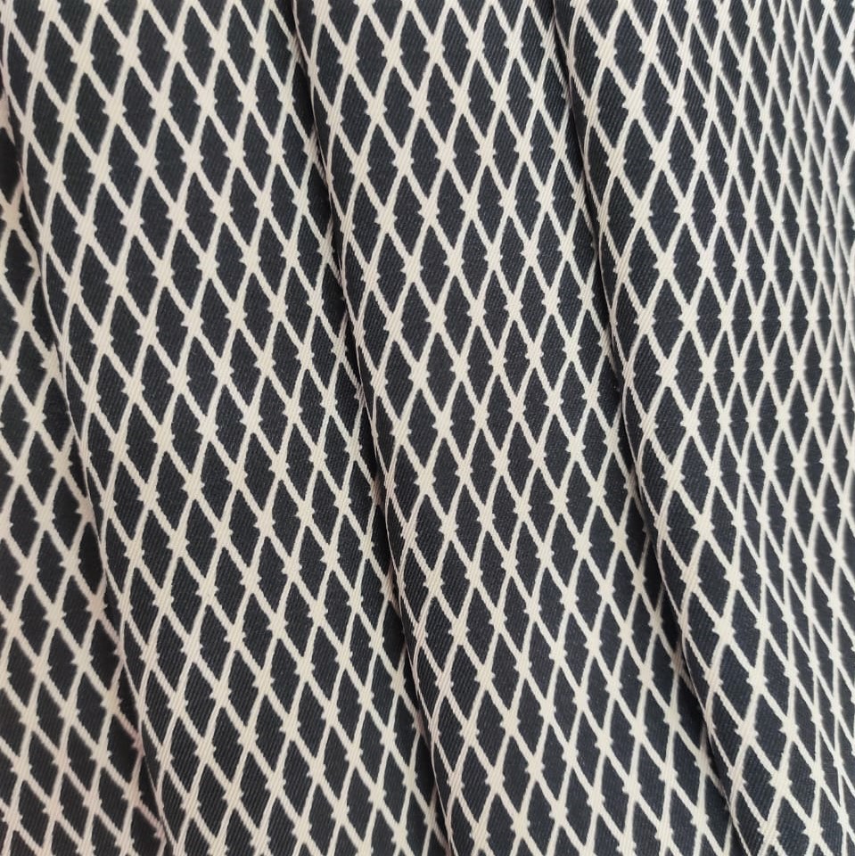 Zebra Lattice Print On Twill Satin Fabric