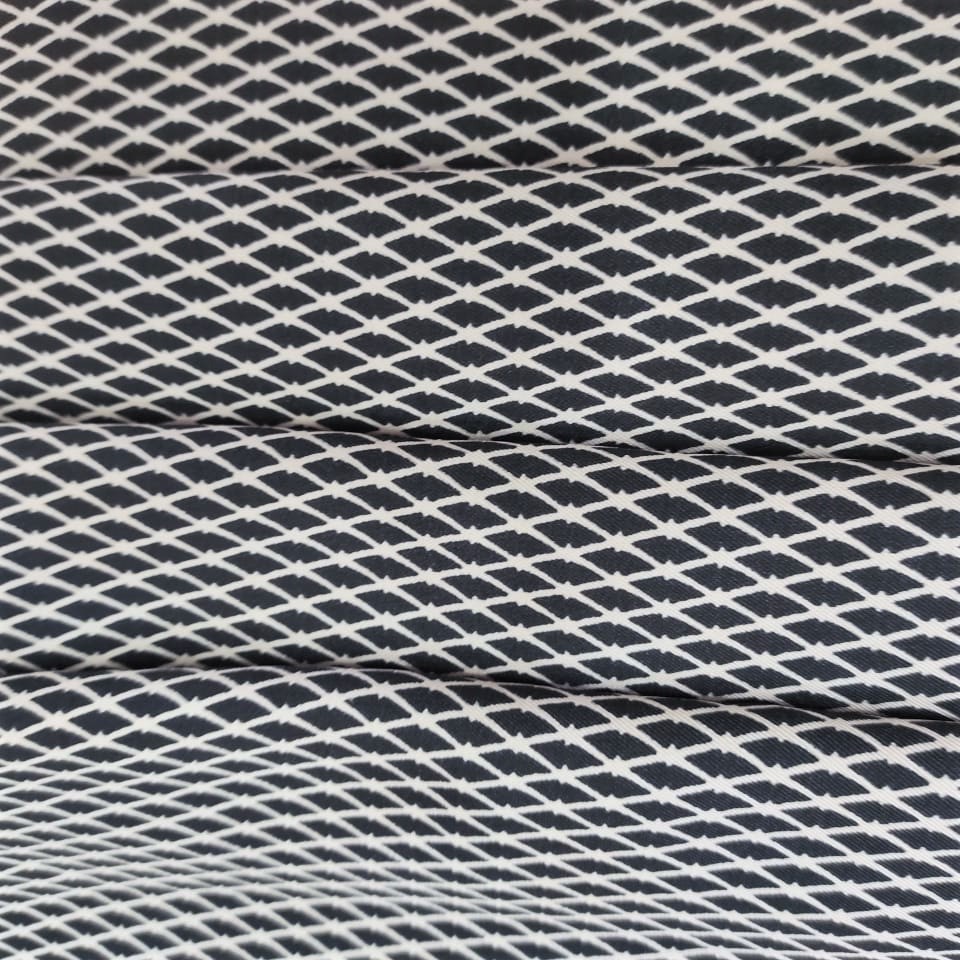 Zebra Lattice Print On Twill Satin Fabric