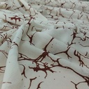 Maroon And White Marble Print On Snake Crepe Fabric