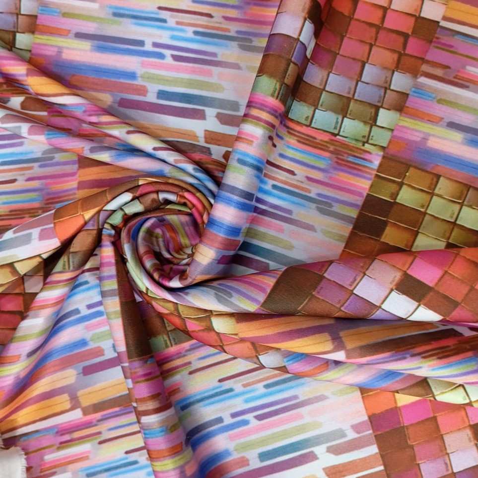 Bricks And More Print On Dutchess Satin