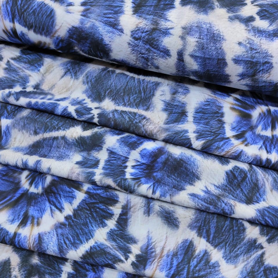 Marble Tie-Dye Print On Royal Georgette Fabric