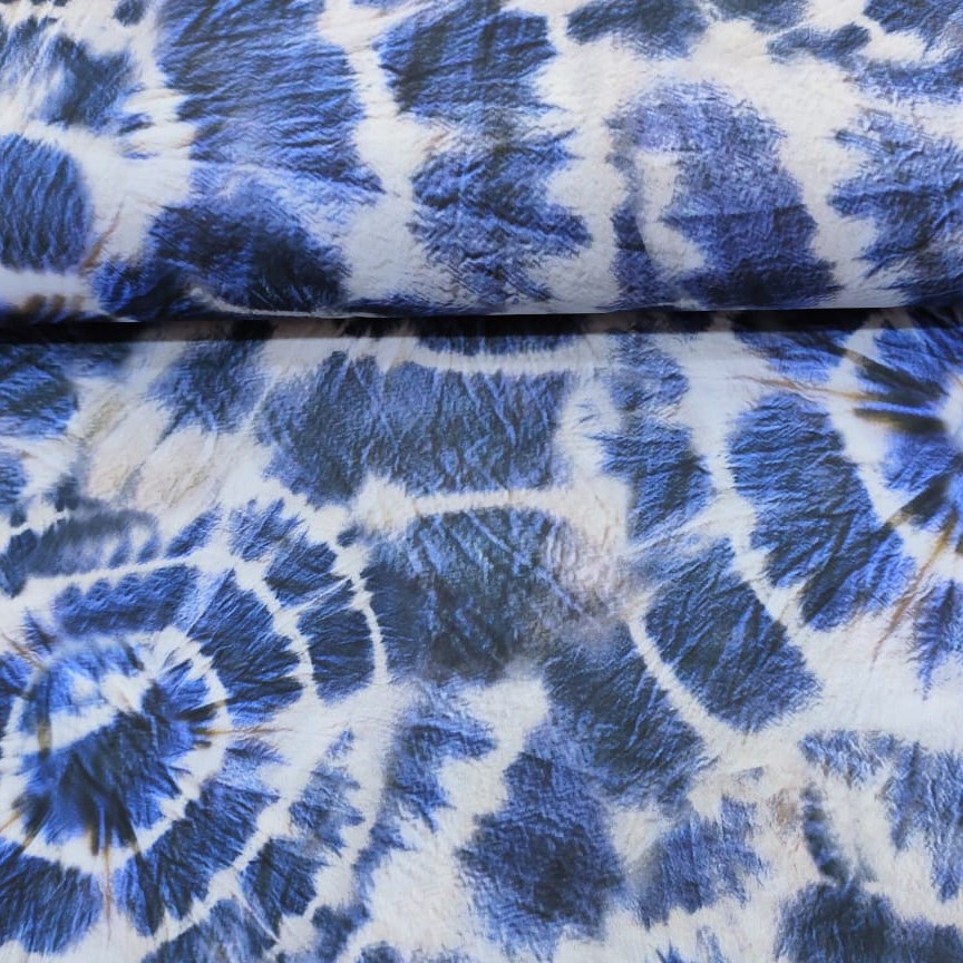 Marble Tie-Dye Print On Royal Georgette Fabric