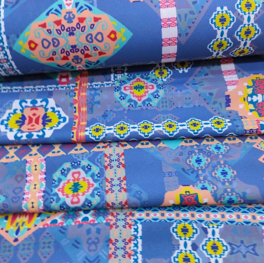 Ethnic Galore Print On Royal Georgette Fabric