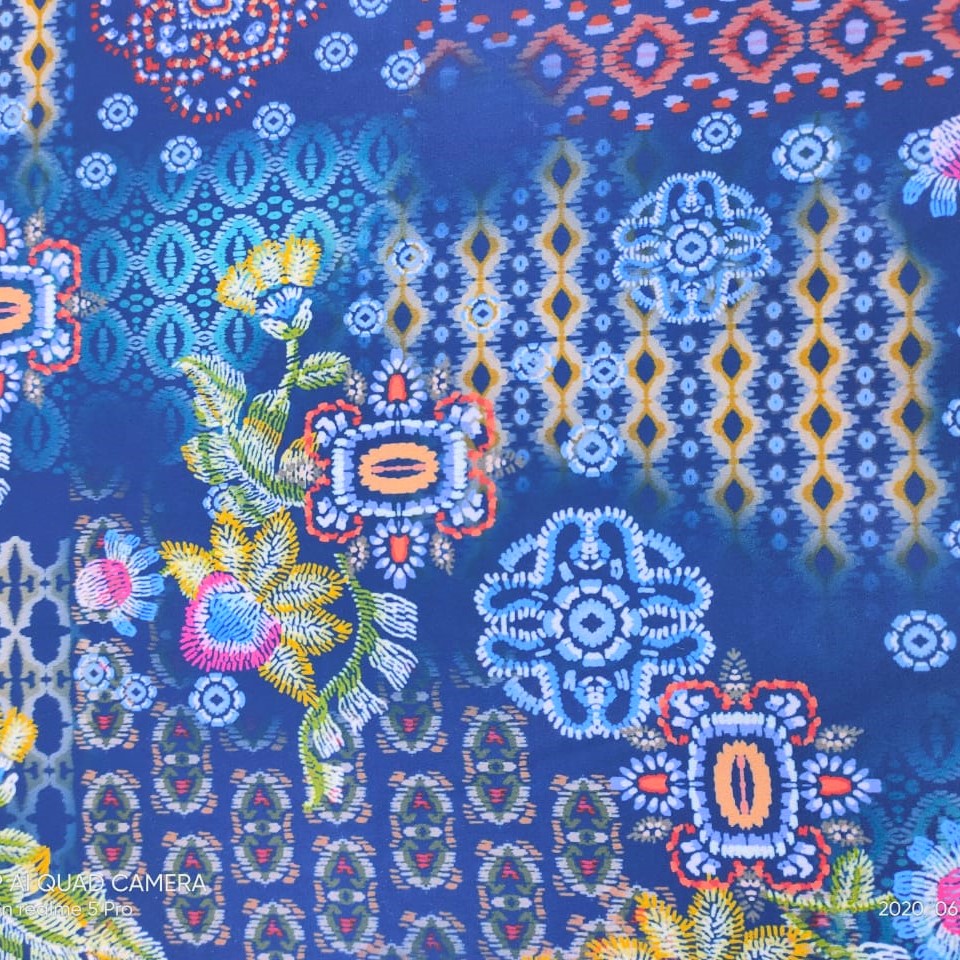 Ethnic Galore Print On Royal Georgette Fabric