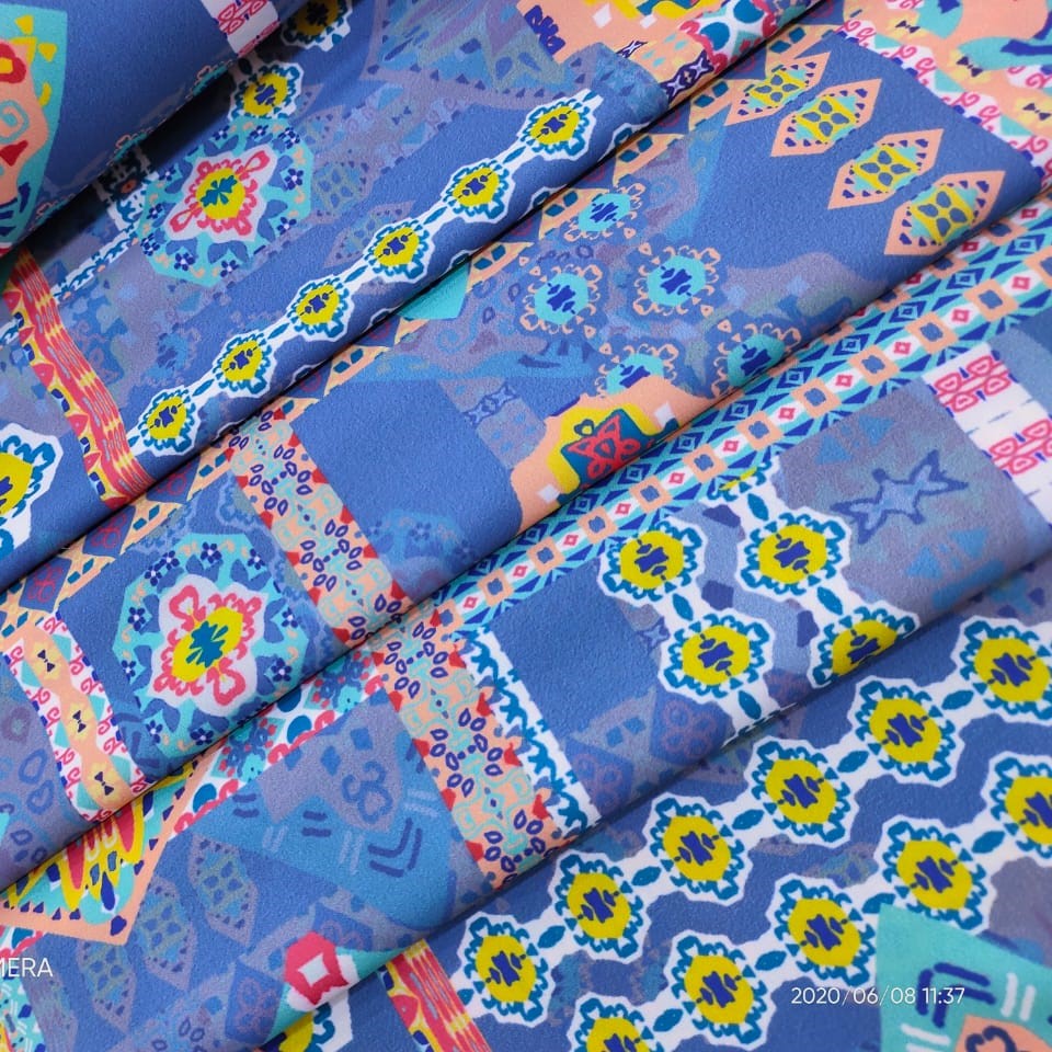 Ethnic Galore Print On Royal Georgette Fabric