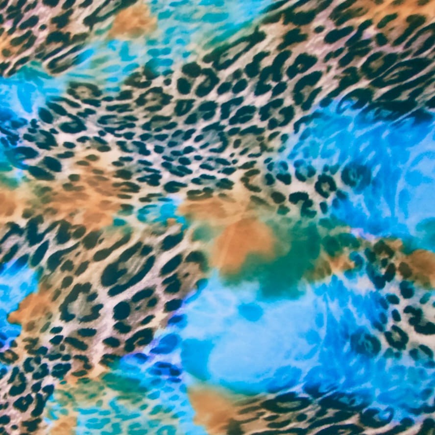 Oceanic Leopard Print On Royal Georgette Fabric
