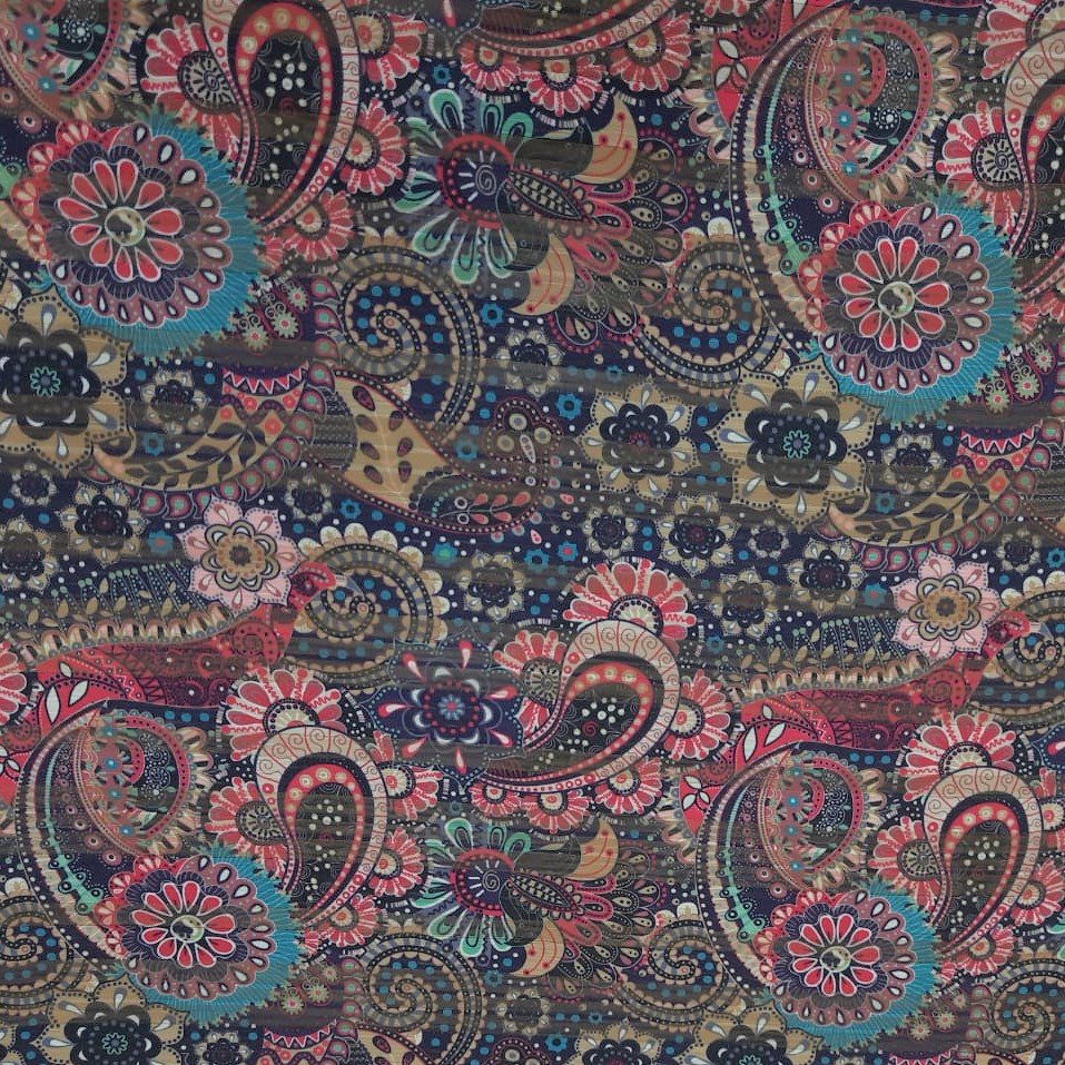 Chiffon Lurex Stripes Flora Printed Fabric