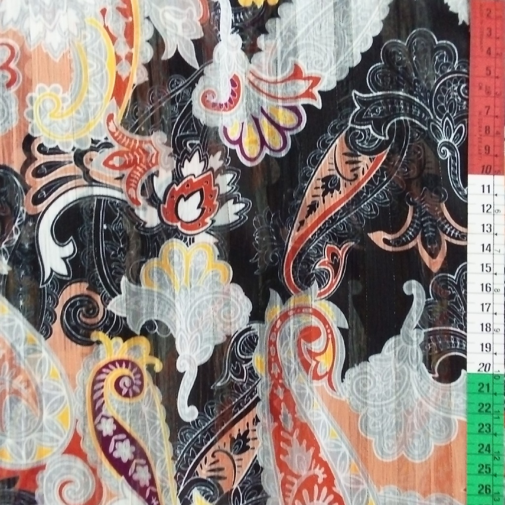 Chiffon Lurex Stripe Grey-Peach Flora Print Fabric