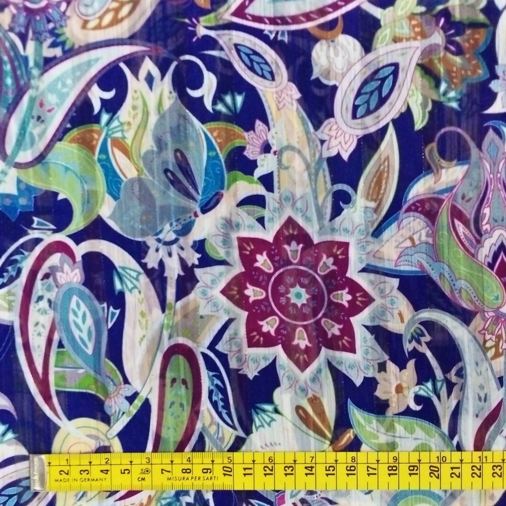 Chiffon Lurex Stripe White-Dark Magenta Flora Printed Fabrics