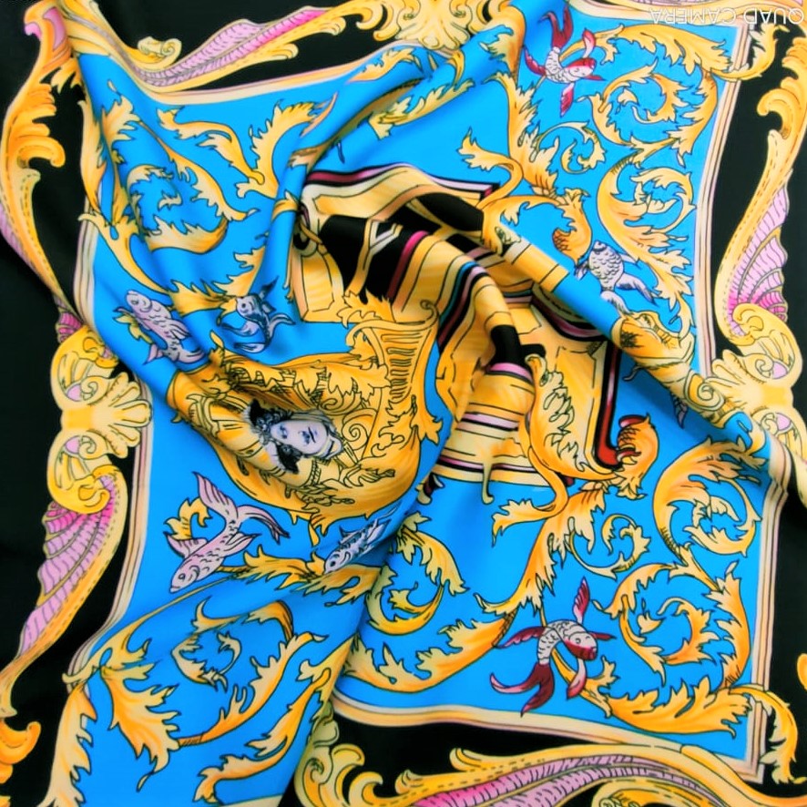 Striped Pattern Print On Satin Fabric