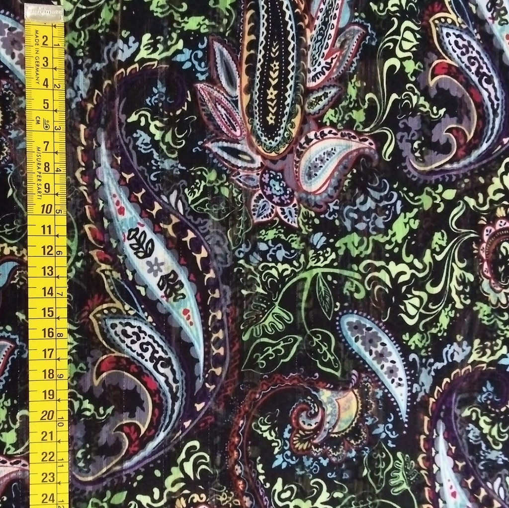 Chiffon Lurex Stripe Blue-Red Floral Prints