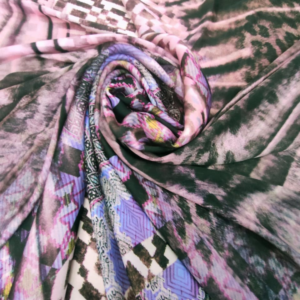 Print On Silky Satin Fabric#32