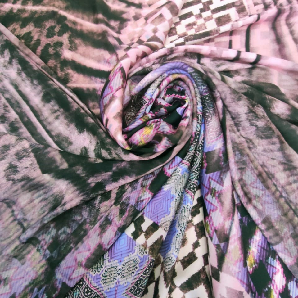 Print On Silky Satin Fabric#32