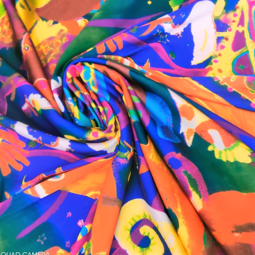 Print On Silky Satin Fabric#26