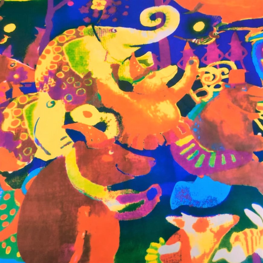 Print On Silky Satin Fabric#26