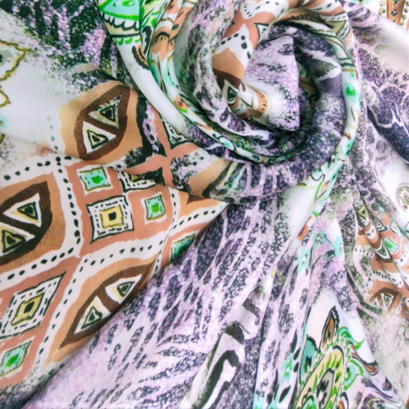 Print On Silky Satin Fabric#28