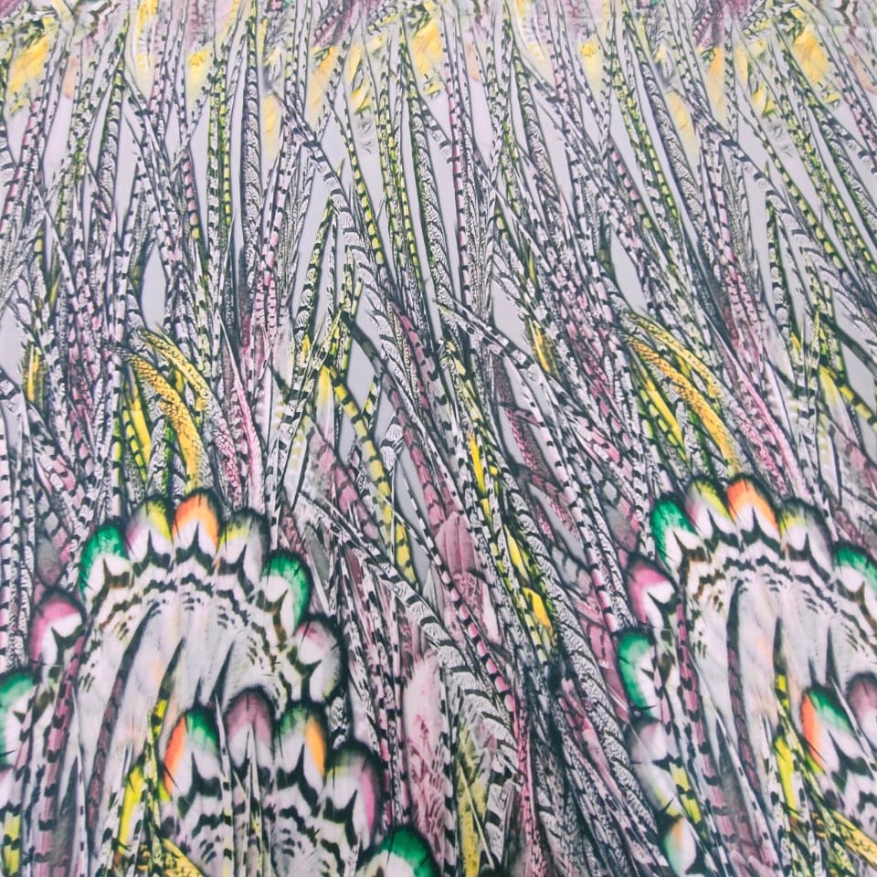 Print On Silky Satin Fabric#35