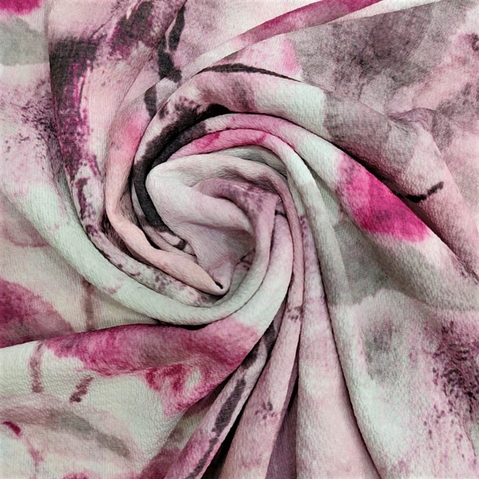 The WaterBrush Effect (Pink) Print On Snake Crepe Fabric