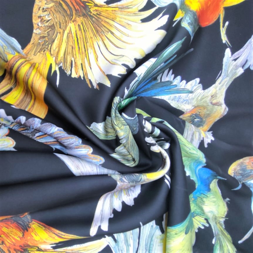 Print On Silky Satin Fabric#49