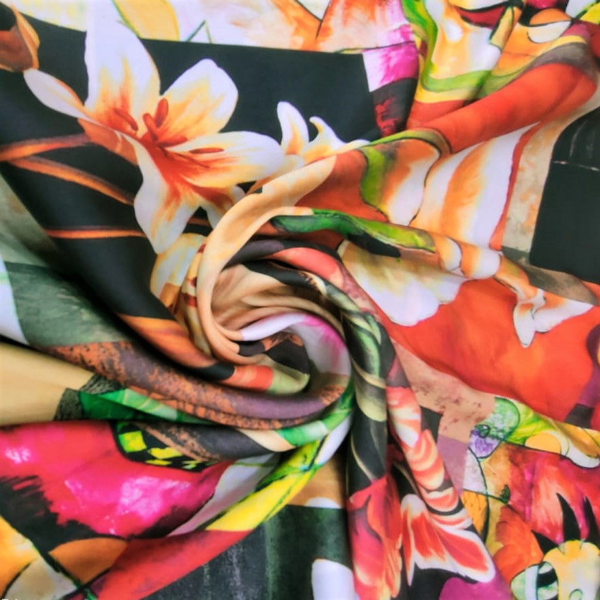 Print On Silky Satin Fabric#58