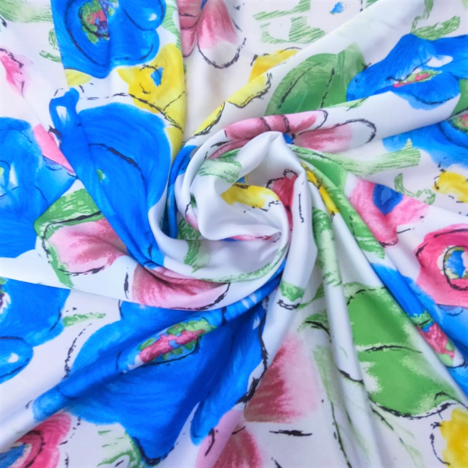 Print On Silky Satin Fabric#63
